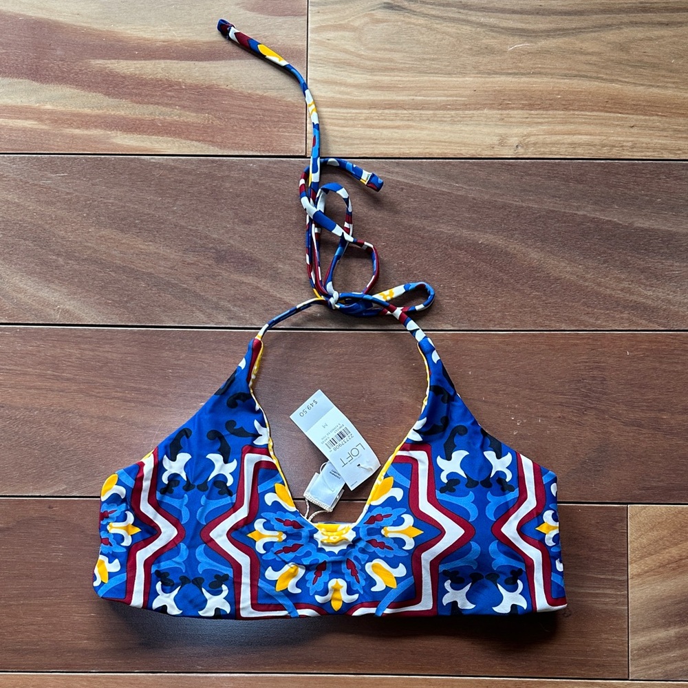 NWT LOFT Multicolor Patterned Bikini Top M